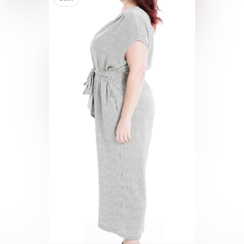 Max Studio Black and White Striped Jumpsuit - Picture 2 of 10